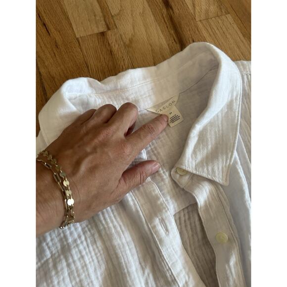NWT Womens White Gauze Button-Up Shirt 2X 100% Cotton Lightweight Collared Top - Picture 2 of 10